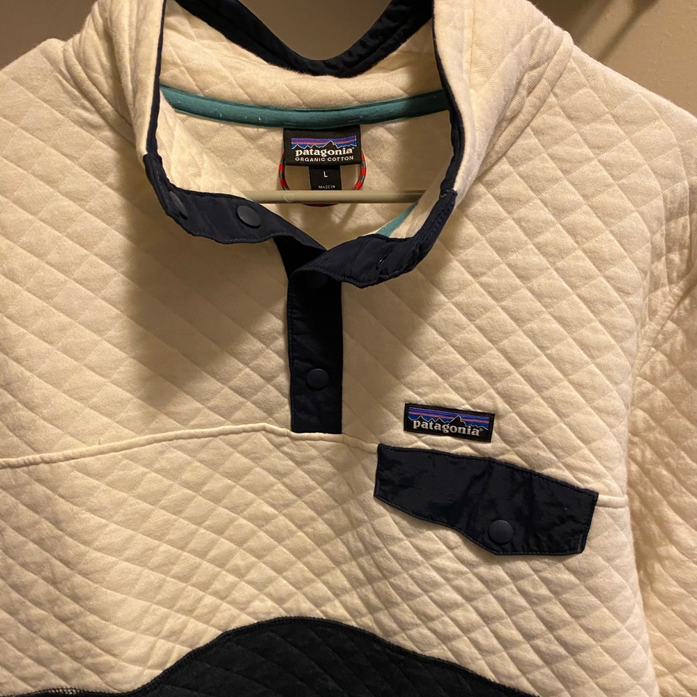Unique Patagonia Organic Cotton Quilt Snap-T Sweater Women’s, Royal Blue, Large